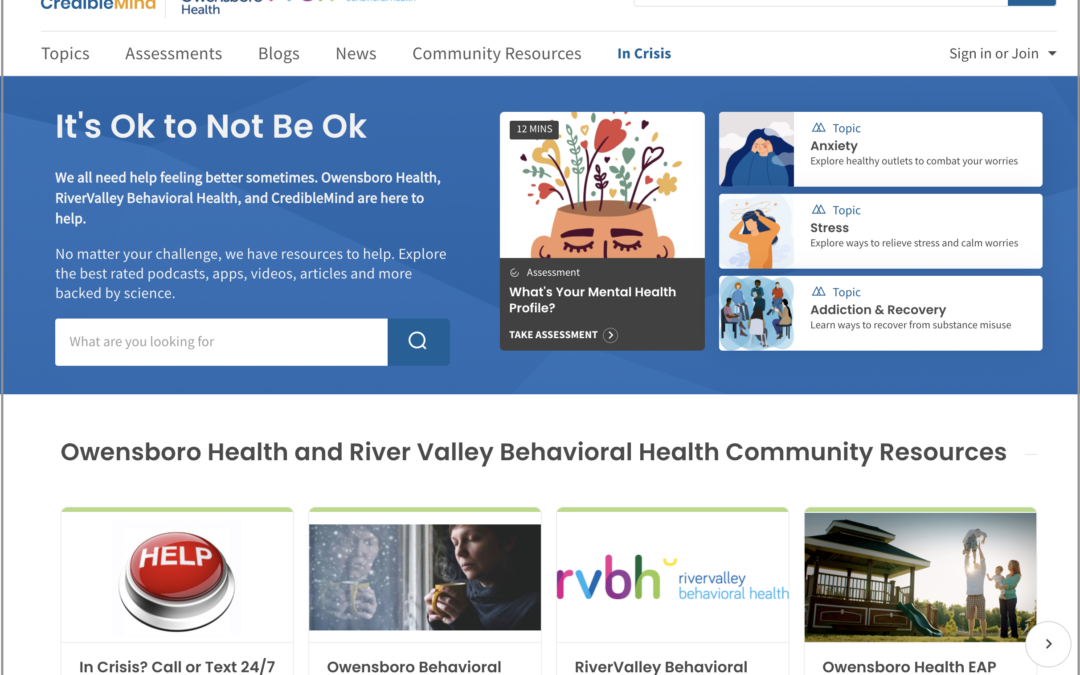 Owensboro Health and RiverValley Behavioral Health Launch a New Mental Health Platform