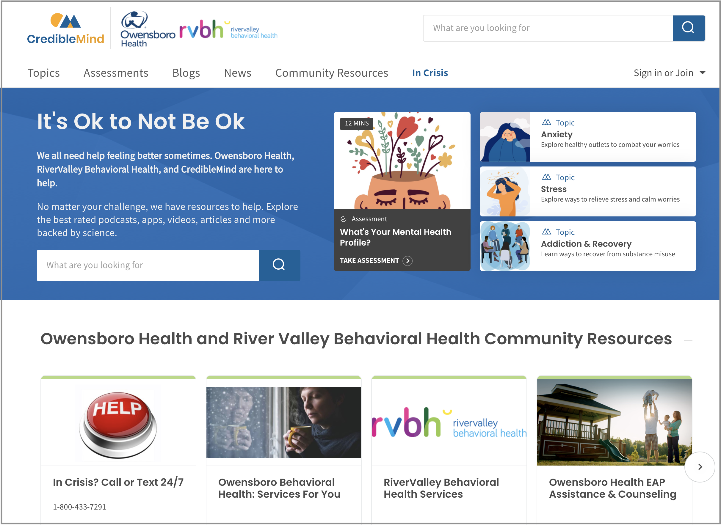 Owensboro Health and RiverValley Behavioral Health Launch a New Mental Health Platform