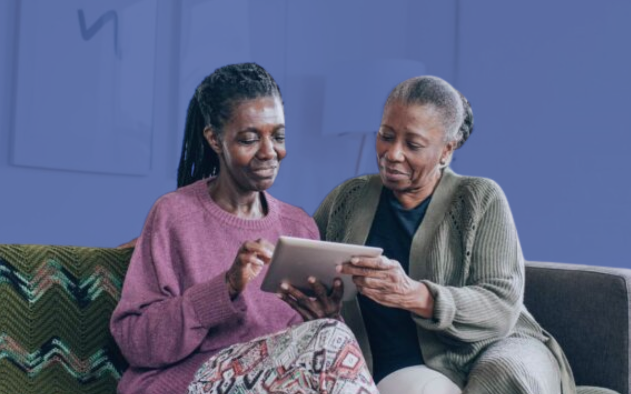 A resident using a mobile phone to access mental health support